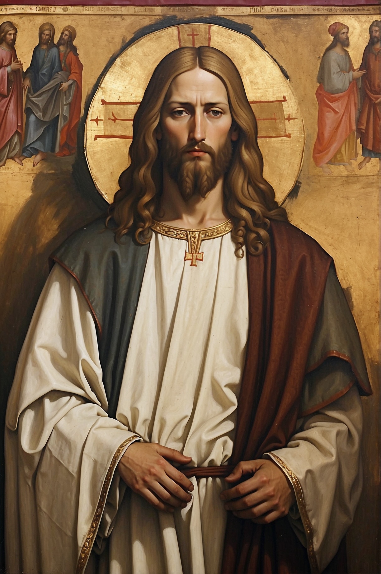 Jesus with white skin and brown hair